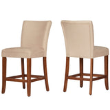 Homelegance By Top-Line Harmonn Classic Upholstered High Back Counter Height Chairs (Set of 2) Beige Rubberwood