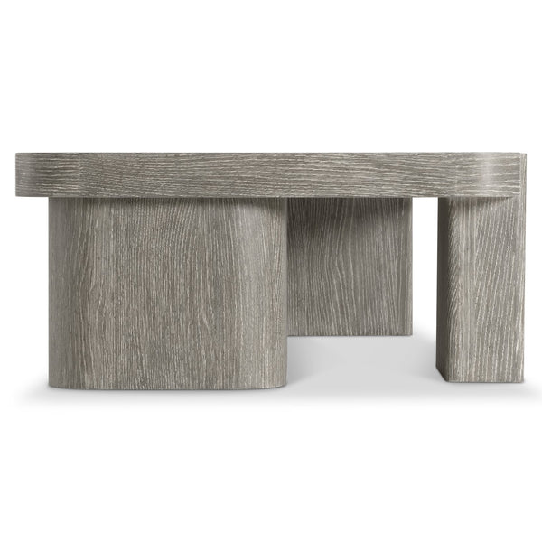 Bernhardt Bernhardt Monolith Open Base Cocktail Table — Wire-Brushed White Oak Puma Finish, Asymmetrical Sculptural Design 343013