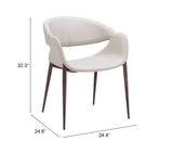 Limay Dining Chair - Set of 2 Beige & Walnut 109971 Zuo Modern