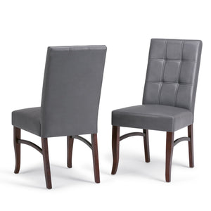 English Elm Ezra Deluxe Dining Chair Set of 2 in Stone Grey Vegan Leather — Tufted Comfort, Solid Wood Legs B136P158584