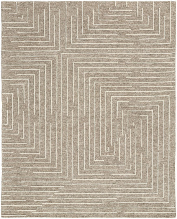 Feizy Rugs Fenner Hand-tufted Wool Rug - Stylish Geometric Design With 3d Texture For A Cozy, Earthy Home Decor Taupe,Ivory Wool T10t8003bgeivyh50