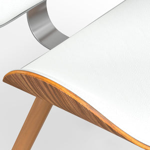 English Elm Marana Dining Chair - Elegant Mid-Century Modern Design In White Vegan Faux Leather & Bentwood Frame B136P158921