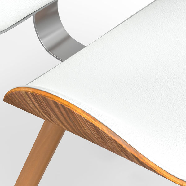 English Elm Marana Dining Chair - Elegant Mid-Century Modern Design In White Vegan Faux Leather & Bentwood Frame B136P158921