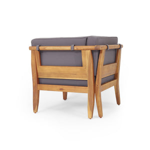 English Elm Aston Outdoor 4 Piece Acacia Wood Chat Set with Mid Century Slat Panel Design 72996.00-72997.00-74099.00DGRY