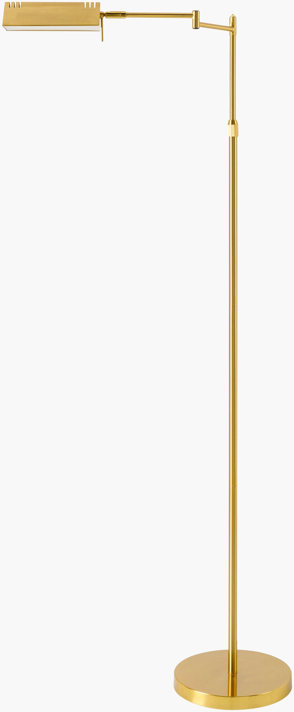 Surya Kiyomi 55"H Stylish Metal Accent Floor Lamp - Elevate Your Home Decor With Timeless Elegance Body, Gold,Base, Gold,Shade (Outside), Gold,Shade (Inside), White,Finial, Metallic ,Brass,Cord, Black Iron,Metal,Iron Kym-001