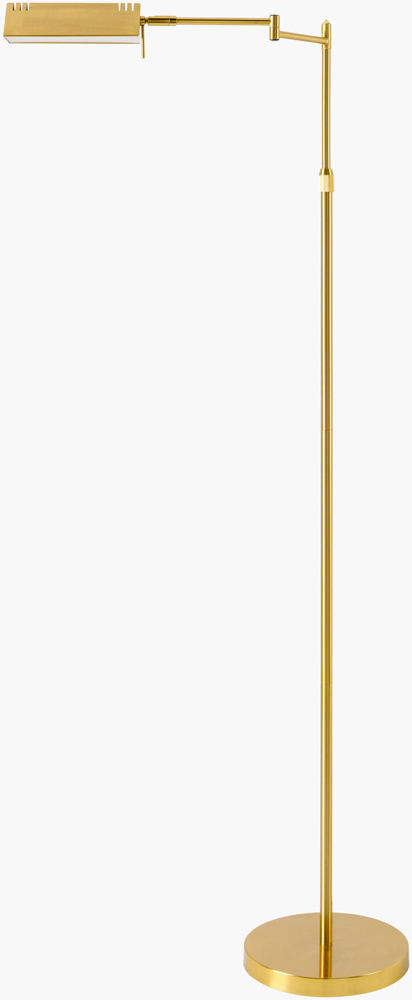 Surya Kiyomi 55"H Stylish Metal Accent Floor Lamp - Elevate Your Home Decor With Timeless Elegance Body, Gold,Base, Gold,Shade (Outside), Gold,Shade (Inside), White,Finial, Metallic ,Brass,Cord, Black Iron,Metal,Iron Kym-001