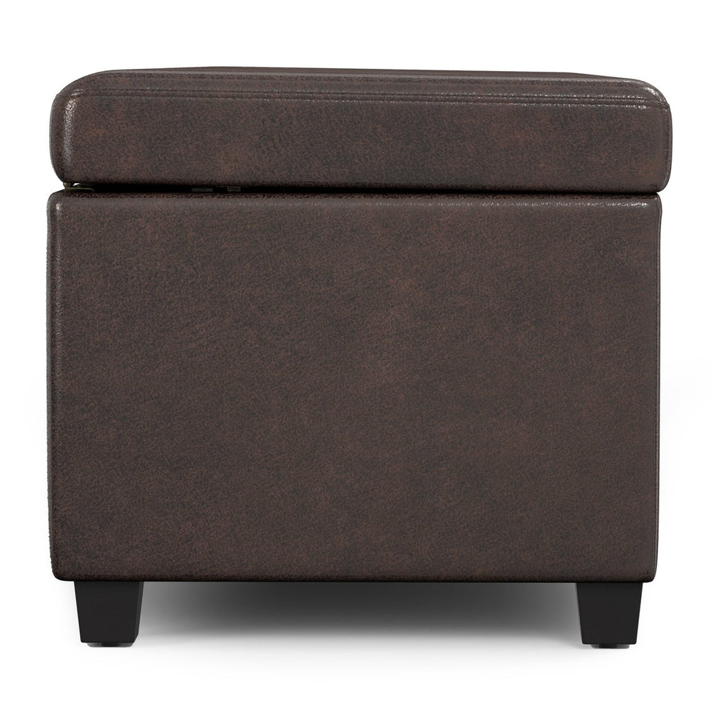 English Elm Avalon Extra Large Storage Ottoman Bench - Stylish Dark Brown Faux Leather With Hidden Storage Solutions B136P158655