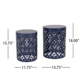 Christopher Knight Home® - Noble House - Mathena Outdoor Metal Side Tables - Set of 2