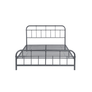 English Elm Queen Iron Platform Bed Pipe Style Frame No Box Spring Needed Industrial Loft Bedroom Charcoal Grey 64072.00CHARGRY-Q