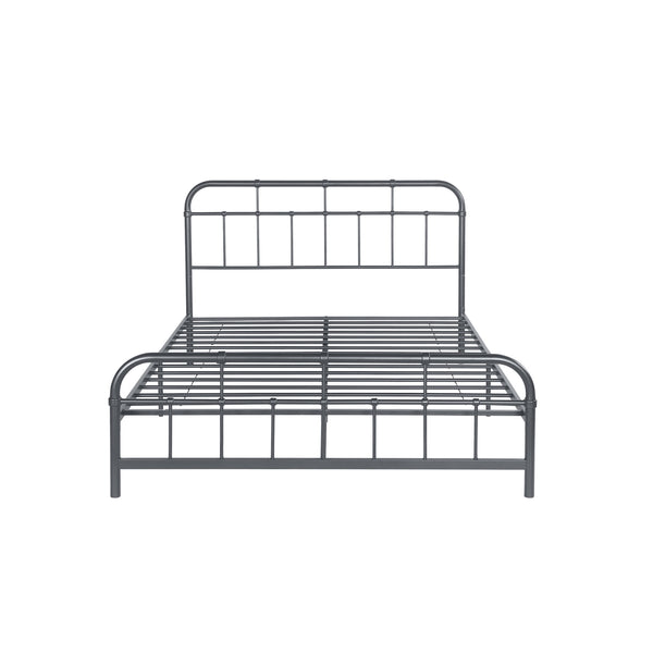 English Elm Queen Iron Platform Bed Pipe Style Frame No Box Spring Needed Industrial Loft Bedroom Charcoal Grey 64072.00CHARGRY-Q