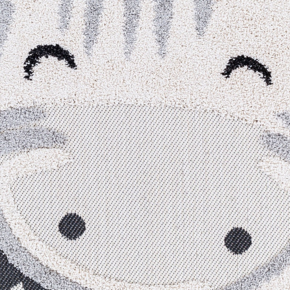 Livabliss Kayra Bold Geometric High Pile Polypropylene Square Rug for Indoor Outdoor Spaces Ivory, Charcoal 3'11" x 3'11" KYR2306-311RD