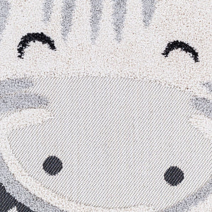 Livabliss Kayra Bold Geometric High Pile Polypropylene Square Rug for Indoor Outdoor Spaces Ivory, Charcoal 3'11" x 3'11" KYR2306-311RD