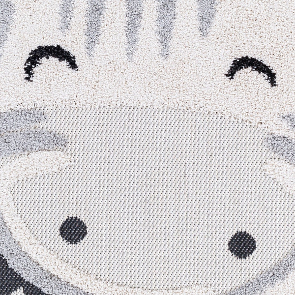 Livabliss Kayra Bold Geometric High Pile Polypropylene Square Rug for Indoor Outdoor Spaces Ivory, Charcoal 3'11" x 3'11" KYR2306-311RD
