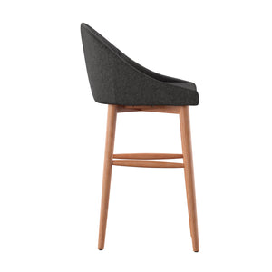 Homelegance By Top-Line Montague Mid-Century Wood Bar Height Stools (Set of 2) Dark Grey Rubberwood