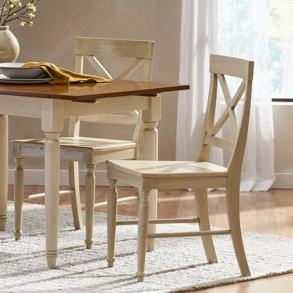 English Elm Acacia Wood X-back Dining Chairs Set of Two Farmhouse Country Seating Antique Finish 57366.00