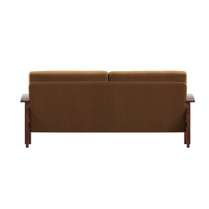 Homelegance By Top-Line Parcell Mission-Style Wood Sofa Tan Rubberwood