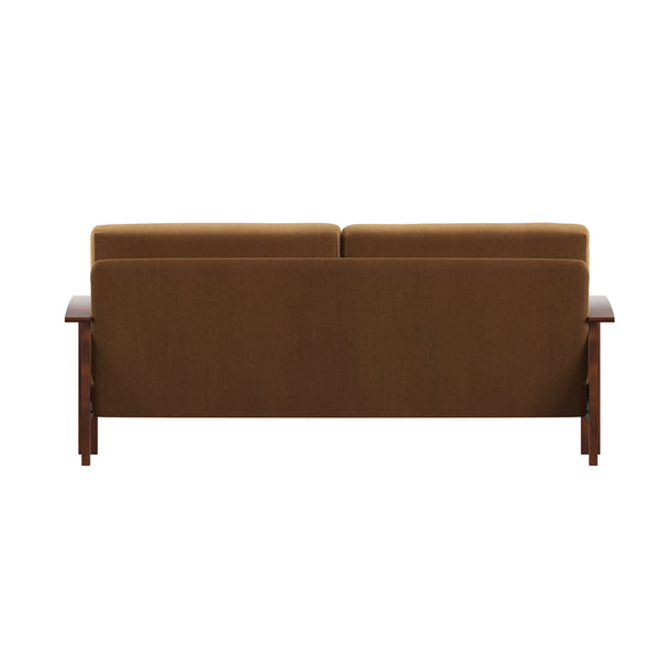 Homelegance By Top-Line Parcell Mission-Style Wood Sofa Tan Rubberwood