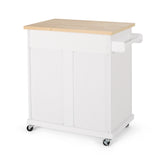 Christopher Knight Home® - Noble House - Batavia Contemporary Kitchen Cart with Wheels