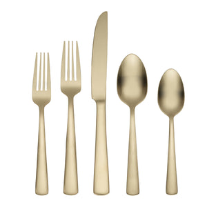 Lenox Oneida Aptitude Champagne Satin 20 Piece Flatware Set Metallic, STAINLESS METAL B1025020AL21