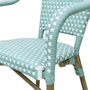 English Elm Bistro Chair Set of 2 French Country Woven Aluminum Outdoor Patio Seating Pair 72906.00LT