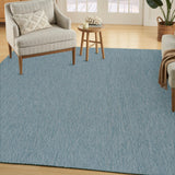 Nourison Practical Solutions PSL01 Machine Made Power-loomed Borderless Design Indoor/Outdoor Modern Outdoor Rug Aqua, Aqua 100% Polypropylene 99446940094