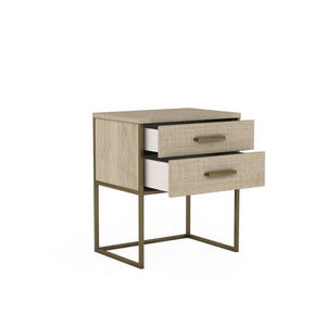 A.R.T. Furniture North Side Two-drawer Accent Nightstand With Usb Chargers, Dovetail Construction, And Flaxen Bronze Finish Brown Parrawood Solids,Quarter Figured,Fiddle Ash Veneer,Metal 269141-2556