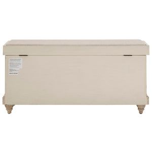Homelegance By Top-Line Nikita Storage Bench with Linen Seat Cushion White Wood