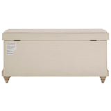 Homelegance By Top-Line Nikita Storage Bench with Linen Seat Cushion White Wood