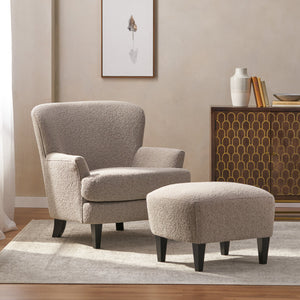 English Elm Christopher Knight Home® - Club Chair & Ottoman Set - Modern Boucle Upholstered Seating With Tapered Wood Legs For Cozy Appeal 74114.00STN