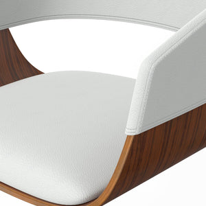 English Elm Lowell - Mid-Century Modern Adjustable Swivel Bar Stool In White Vegan Leather & Chrome Base B136P158835