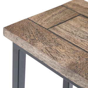 English Elm Skyler C Side Table - Handcrafted Beach Brown Mango Wood With Black Metal Base For Versatile Use B136P158244-GIGA