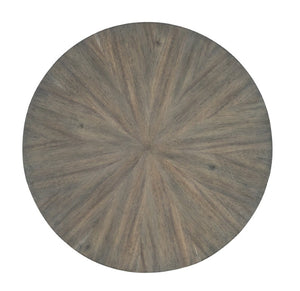 Hooker Furniture Commerce Acacia Skyline Side Table — Art Deco Starburst Veneer, Dark Bronze Metal Base, Versatile End Table (27.25" Round, 25" H) 7228-80168-85