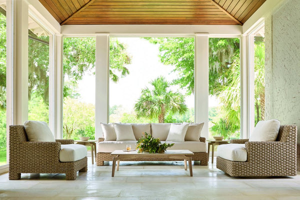 Bernhardt Bernhardt Aurora Outdoor Side Table — Teak Base & Honed Vasta Stone Top, Adjustable Glides, Coastal Chic X09122