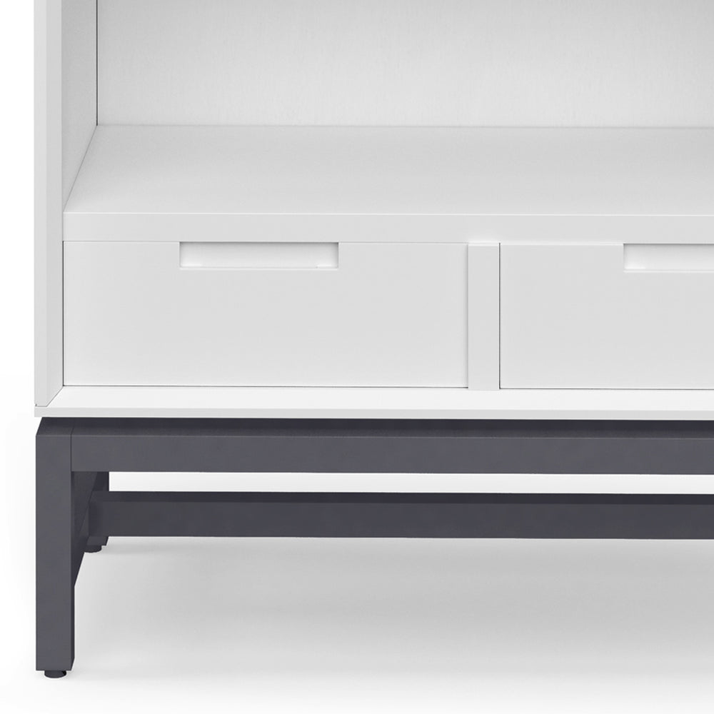 English Elm Banting Mid Century Modern Bookcase - White, Stylish Storage With Adjustable Shelves & Drawers B136P158468