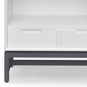 English Elm Banting Mid Century Modern Bookcase - White, Stylish Storage With Adjustable Shelves & Drawers B136P158468