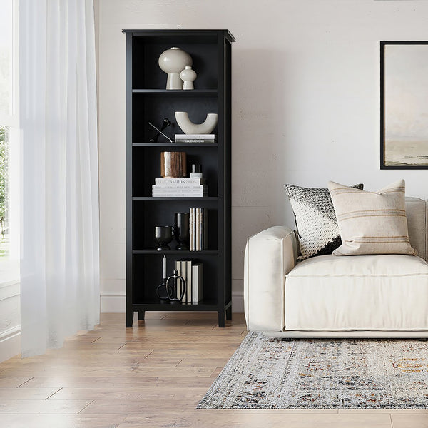 English Elm Artisan 5-Shelf Bookcase In Black - Handcrafted Modern Storage Solution For Home Or Office Décor B136P158385