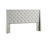 Homelegance By Top-Line Vaughn Faux Leather Crystal Tufted Headboard Ivory White Faux Leather