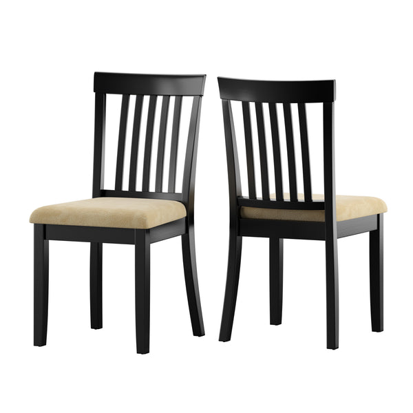 Homelegance By Top-Line Alejandro Black Wood Beige Microfiber Dining Chairs (Set of 2) Black Rubberwood