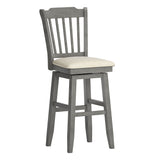 Homelegance By Top-Line Juliette Slat Back Bar Height Wood Swivel Bar Stool Grey Rubberwood