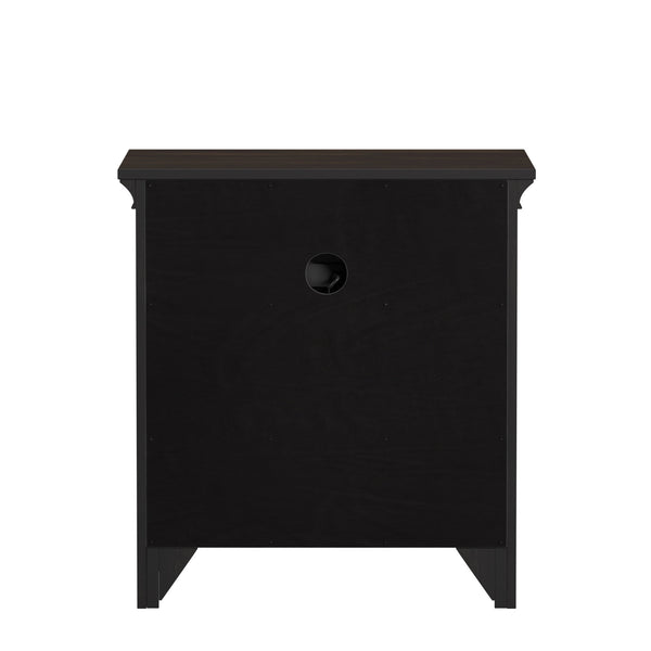 Homelegance By Top-Line Macie 1-Drawer Wood Cupboard Nightstand with Charging Station Black Wood