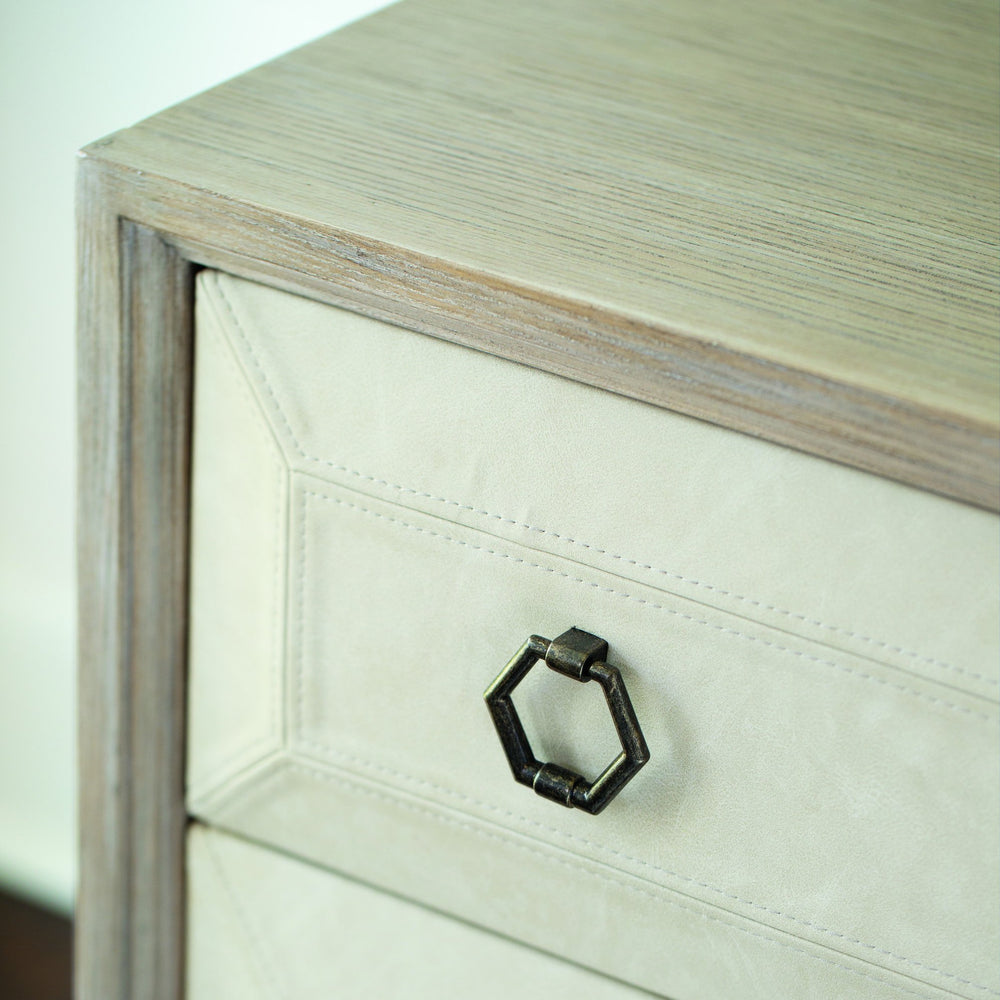 Bernhardt Bernhardt Santa Barbara Nightstand 34" — Wire‑Brushed Oak, Performance‑Fabric Drawers, Vintage Nickel Accents 385218