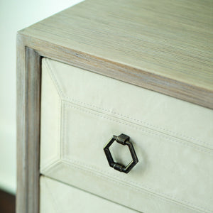 Bernhardt Bernhardt Santa Barbara Nightstand 34" — Wire‑Brushed Oak, Performance‑Fabric Drawers, Vintage Nickel Accents 385218