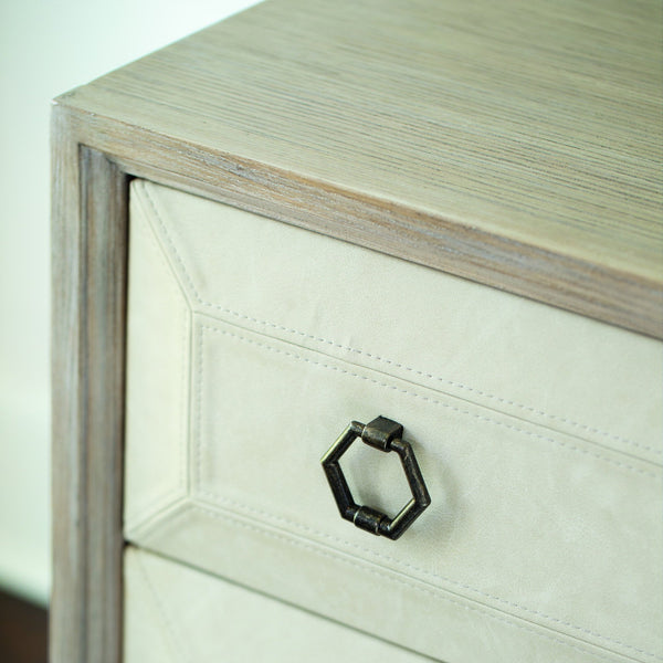 Bernhardt Bernhardt Santa Barbara Nightstand 34" — Wire‑Brushed Oak, Performance‑Fabric Drawers, Vintage Nickel Accents 385218