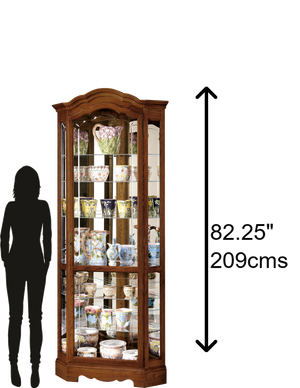 Hekman Furniture 680250 Jamestown Ii Curio Cabinet - Elegant Oak Yorkshire Finish With Adjustable Shelves & Lighting Yorkshire Oak Jamestown Ii Corner Curio Cabinet 680250