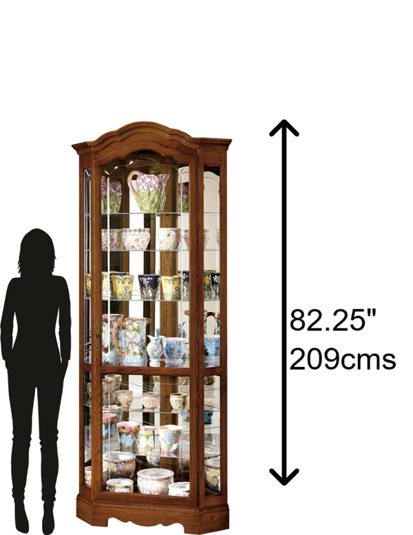 Hekman Furniture 680250 Jamestown Ii Curio Cabinet - Elegant Oak Yorkshire Finish With Adjustable Shelves & Lighting Yorkshire Oak Jamestown Ii Corner Curio Cabinet 680250