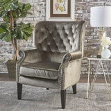 Christopher Knight Home® - Noble House - Tomlin Modern Glam Velvet Club Chair with Nailhead Trim