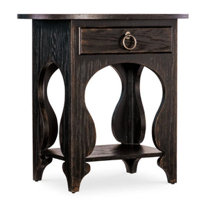 Hooker Furniture Americana Vintage Oval Nightstand With One Self-Closing Drawer, Honey Interior & Carved Legs Blacks 7050-90115-89