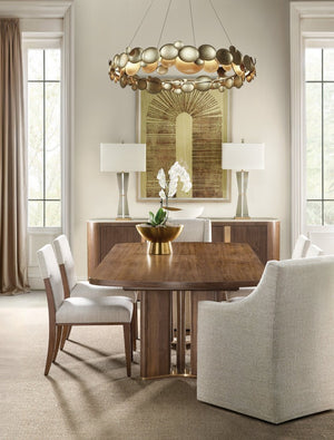 Hooker Furniture Eleana Light Caramel Walnut Rectangle Dining Table With Sunlit Bronze Double Pedestal, Extends To 122" 7252-75200-85