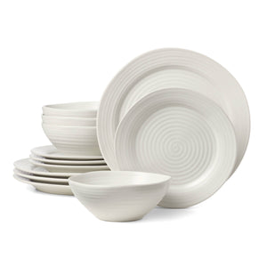 Lenox Oneida Ridge White 12 Piece Dinnerware Set White, WHITE STONEWARE 895939