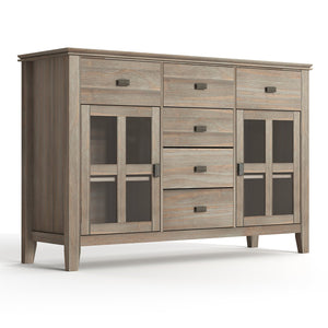 English Elm Artisan Solid Wood Sideboard Buffet In Distressed Grey - Timeless Storage Solution For Any Space B136P158705